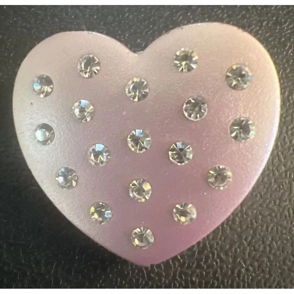 Vtg Mary Kay ❤️ Rhinestone Heart Photo Locket Pink & Silver‎ Tone Lapel Pin